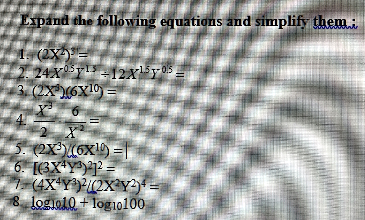 Solved Expand The Following Equations And Simplify Them 1 Chegg Com