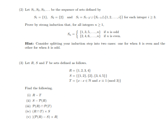 Solved (2) Let S1, S3,... be the sequence sets | Chegg.com