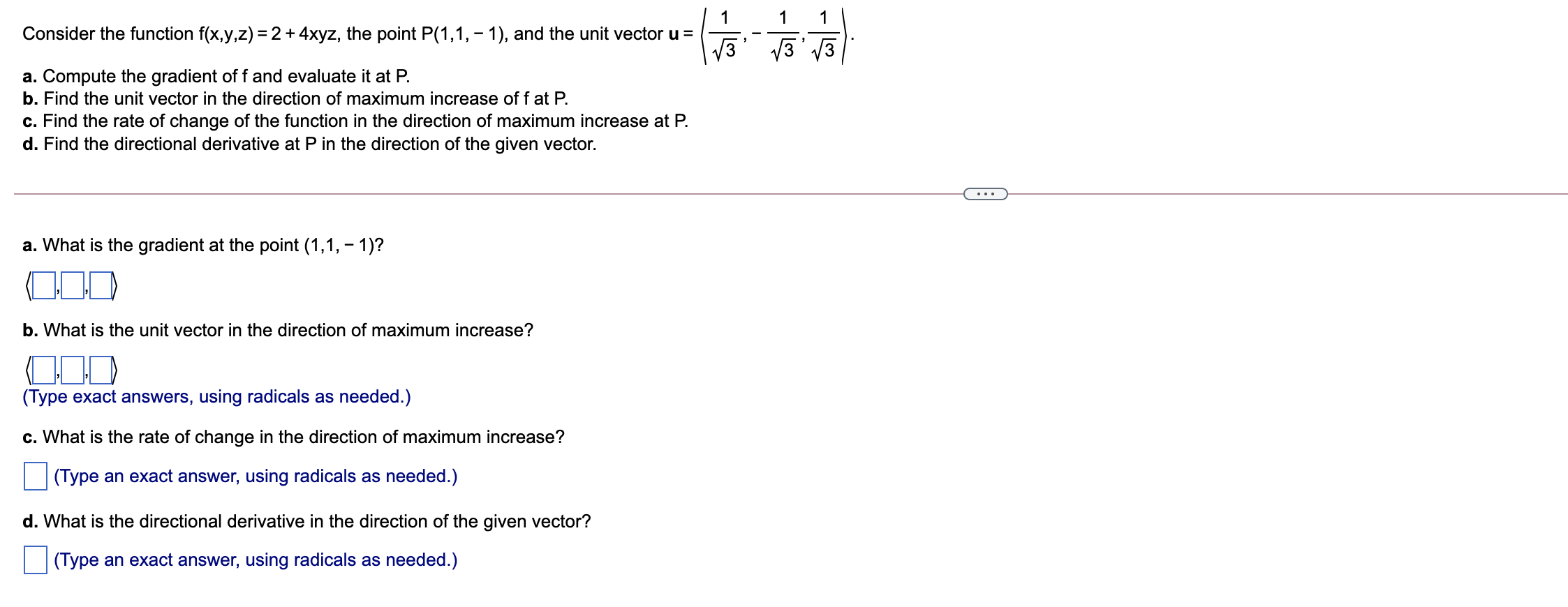 Solved 1 1 1 Consider The Function F X Y Z 2 4xyz The Chegg Com