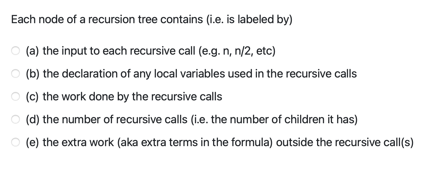 Solved Each node of a recursion tree contains (i.e. is | Chegg.com