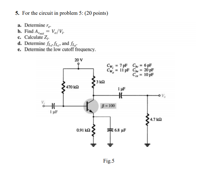 Solved 5. For the circuit in problem 5: (20 points) a. | Chegg.com