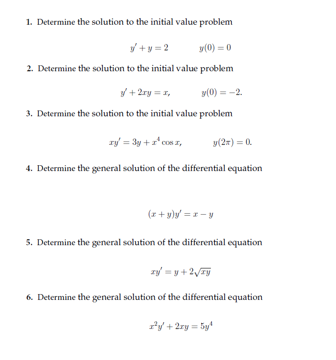 Solved 1. Determine the solution to the initial value | Chegg.com