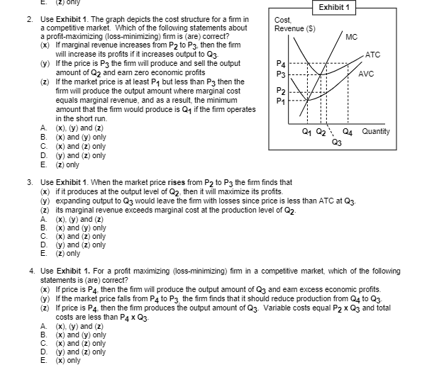 Solved 2. Use Exhibit 1. The Graph Depicts The Cost | Chegg.com