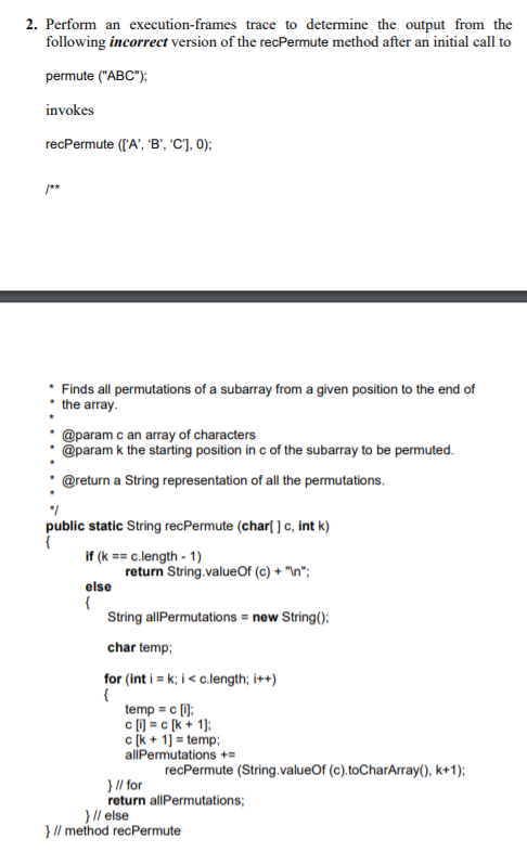 2. Perform an execution-frames trace to determine the | Chegg.com