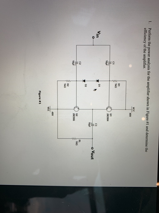 Solved Perform the power analysis for the amplifier shown in | Chegg.com