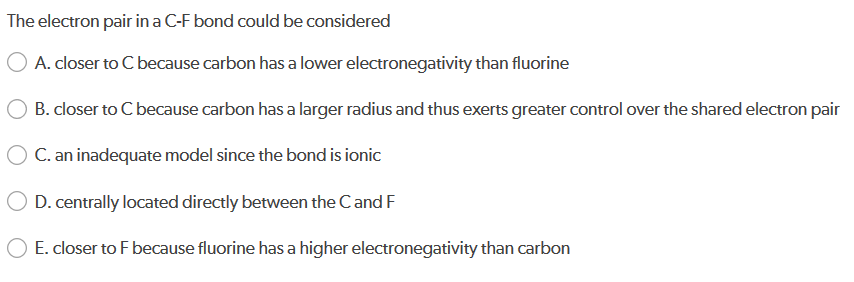 The Electron Pair In A C-f Bond Could Be Considered