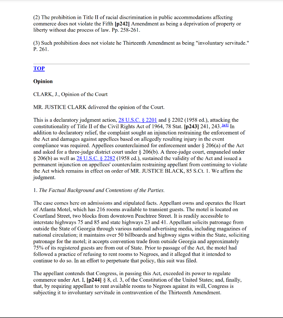 Solved Case Briefing: The Commerce Clause of the | Chegg.com