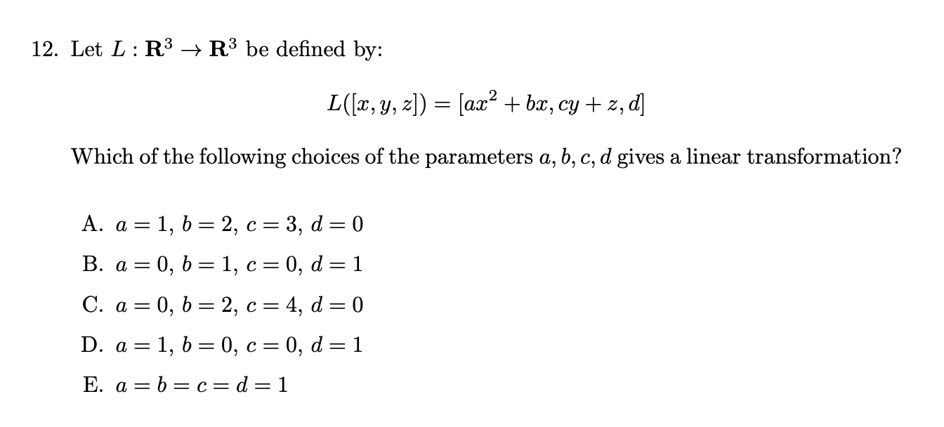 Solved 12. Let L:R3→R3 Be Defined By: | Chegg.com