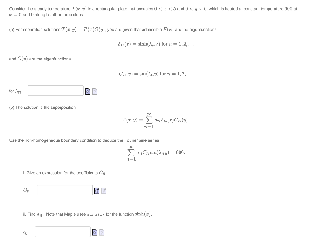 Solved Consider the steady temperature T(2,y) in a | Chegg.com