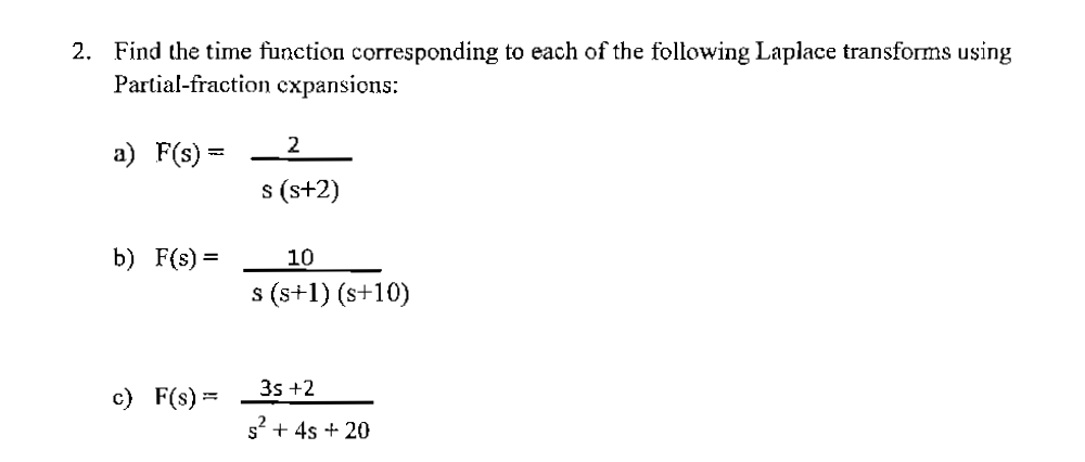 Solved 2. Find The Time Function Corresponding To Each Of | Chegg.com