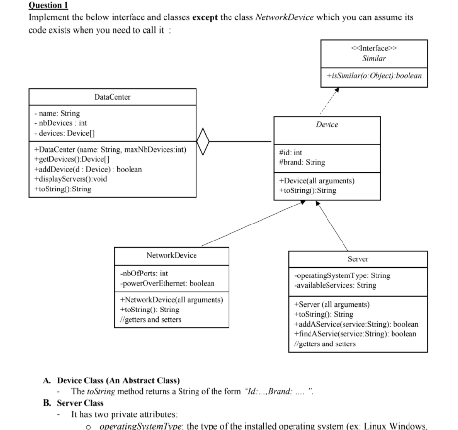 Solved Question 1 Implement the below interface and classes | Chegg.com