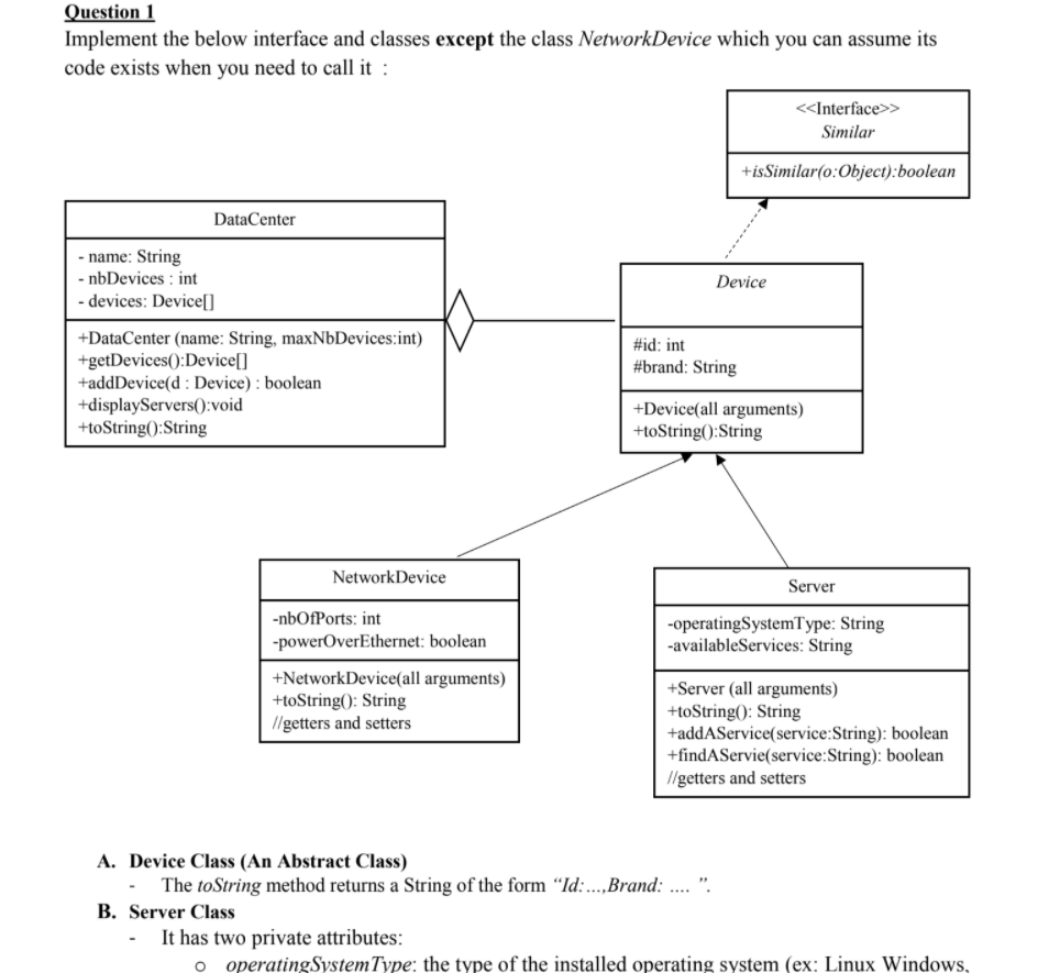 Solved Question 1 Implement The Below Interface And Classes | Chegg.com