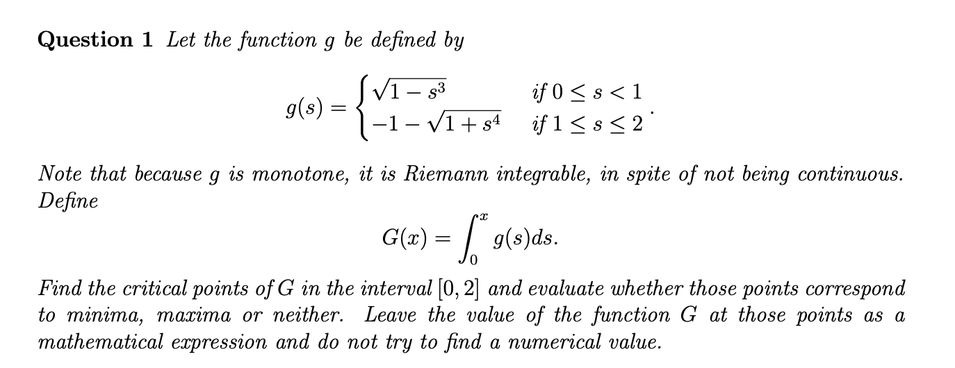 Solved Question 1 Let the function g be defined by | Chegg.com