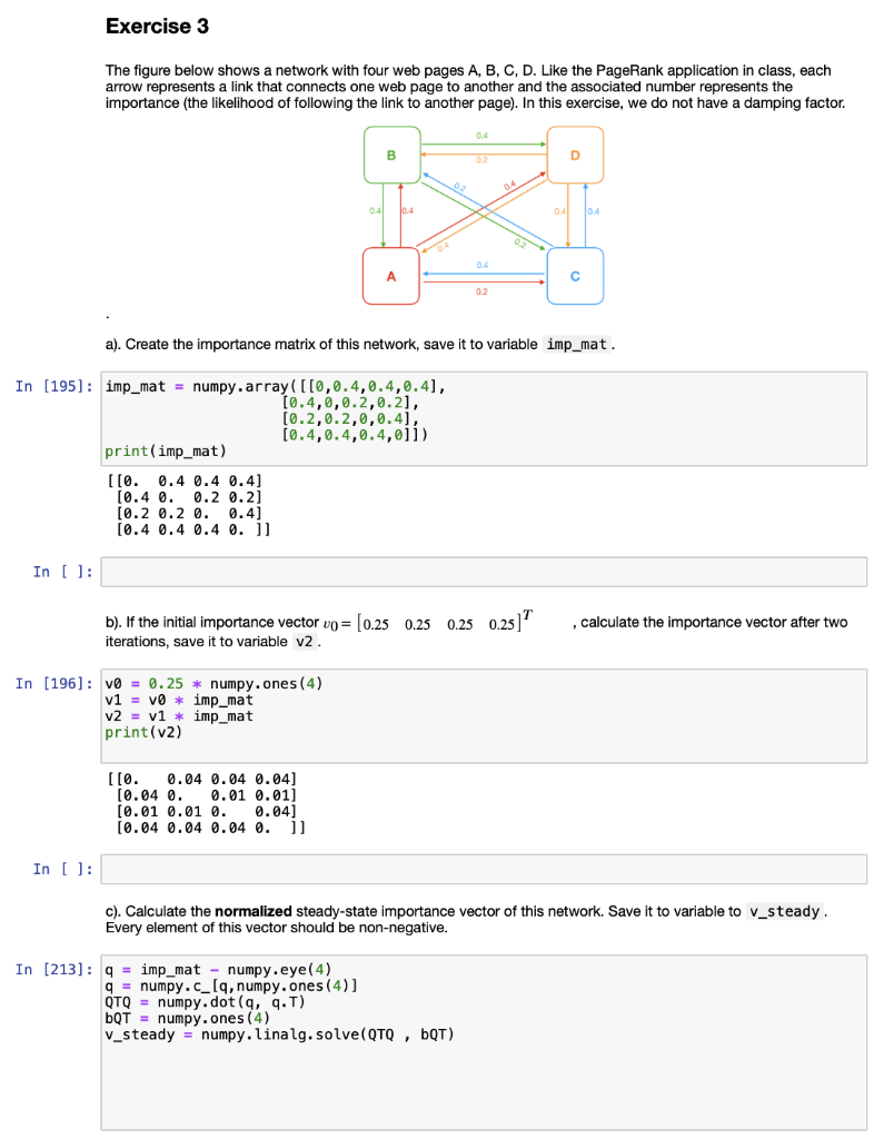 The figure below shows a network with four web pages | Chegg.com