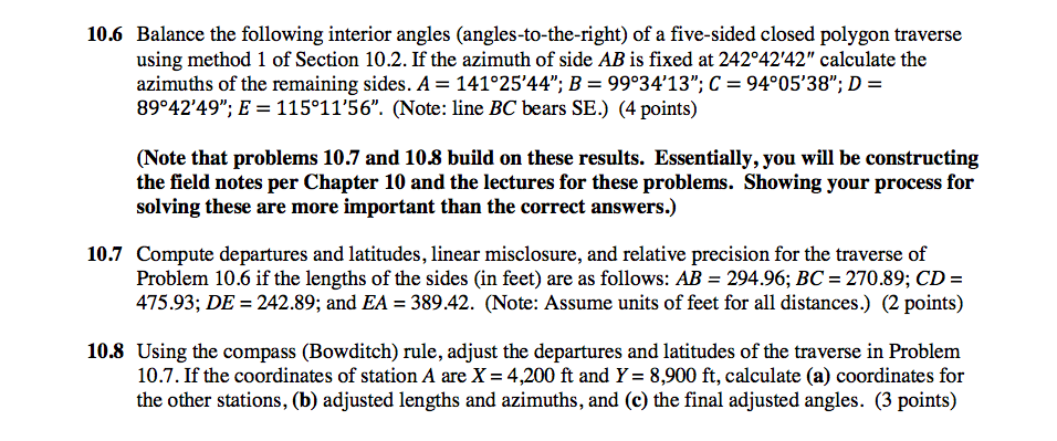 Solved 10.6 Balance the following interior angles | Chegg.com
