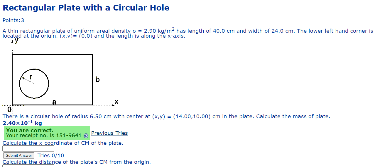 Solved Rectangular Plate with a Circular Hole Points: 3 A | Chegg.com
