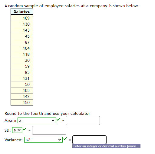 Solved A random sample of employee salaries at a company is | Chegg.com