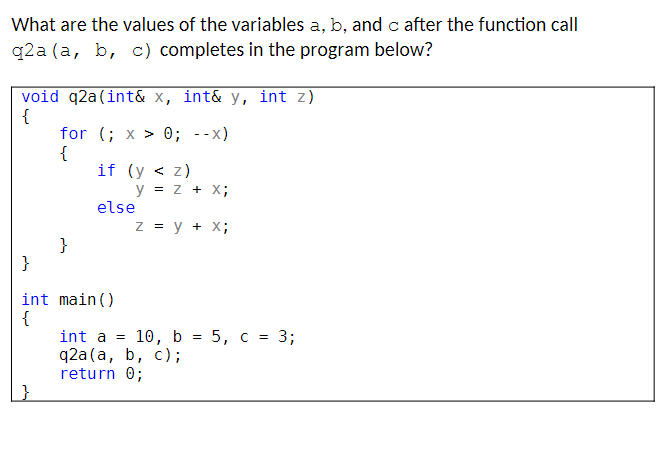 Solved What Are The Values Of The Variables A,b, And C After | Chegg.com