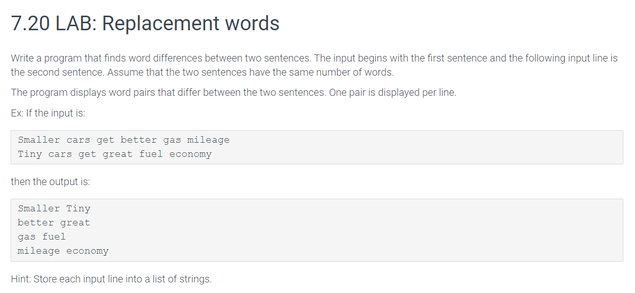 Solved Write a program that finds word differences between | Chegg.com