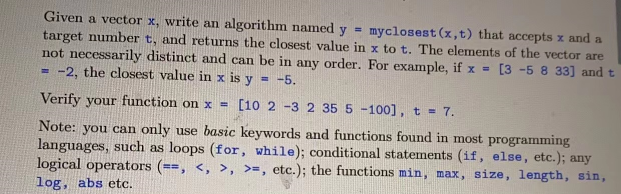 Solved Please Use Matlab Codes Given A Vector X Write An