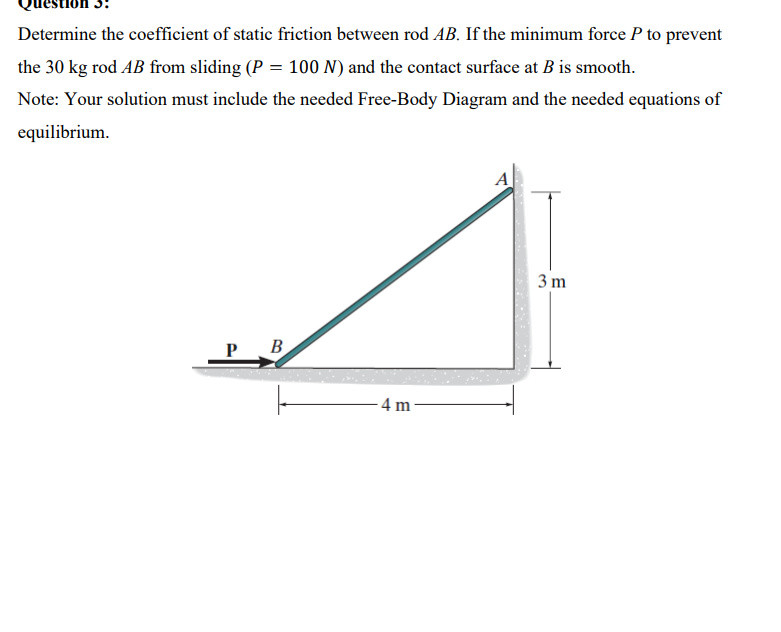 Solved Determine the coefficient of static friction between | Chegg.com