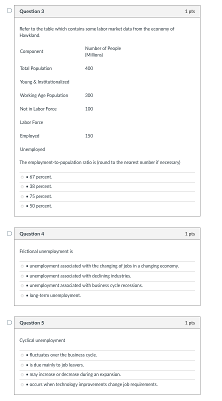 Solved Question 3 1 pts Refer to the table which contains | Chegg.com