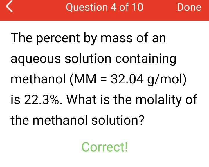 Solved Question 4 of 10 Done The percent by mass of an