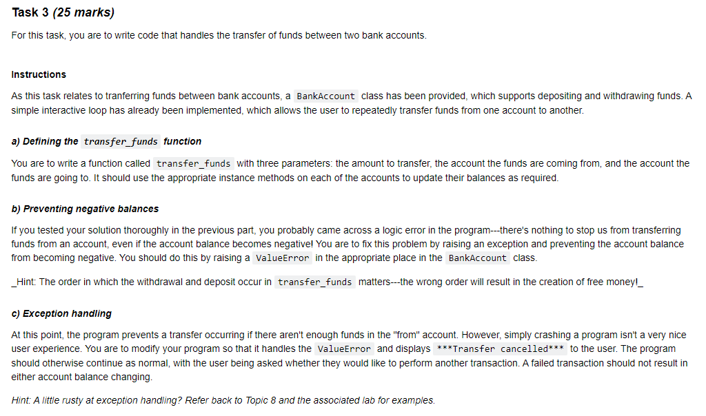 Solved For this task, you are to write code that handles the | Chegg.com