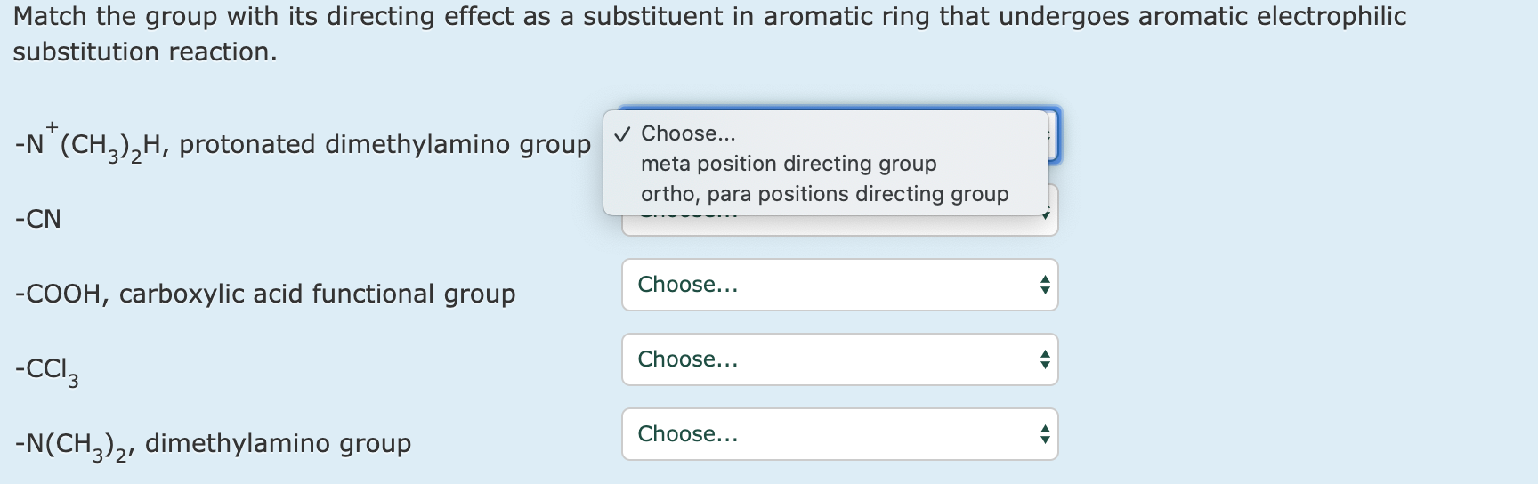 Solved Match The Group With Its Directing Effect As A | Chegg.com