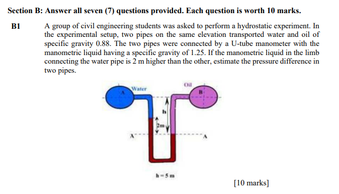 Solved Section B: Answer all seven (7) questions provided.