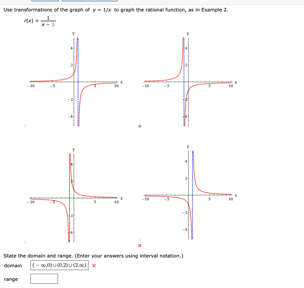 Solved Use Transformations Of The Graph Of Y = 1 X To Graph 