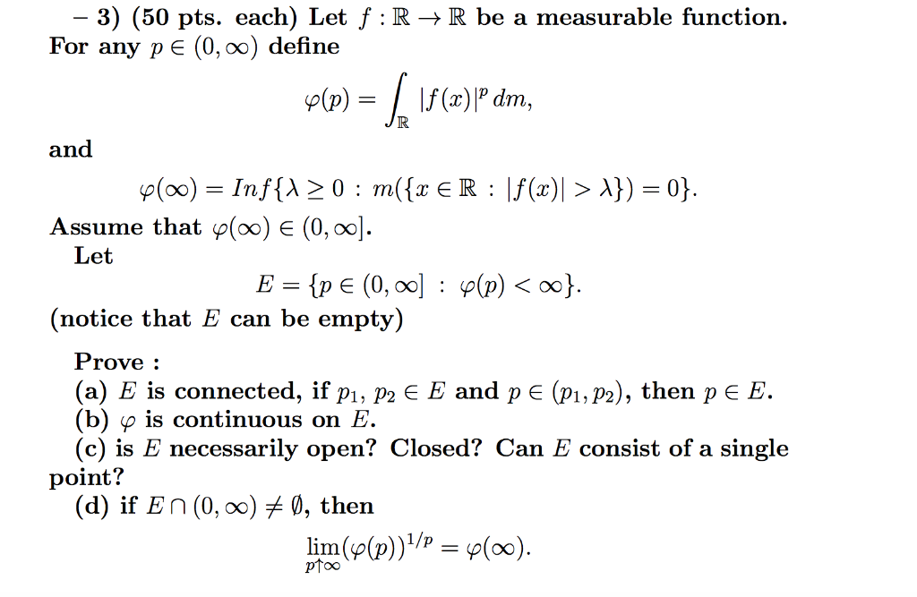 3 50 Pts Each Let F R R Be A Measurable F Chegg Com