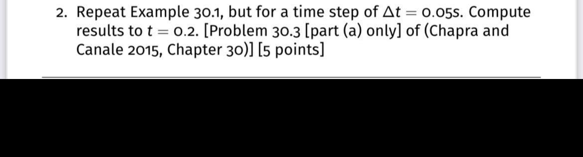 Solved 2. Repeat Example 30.1, but for a time step of At = | Chegg.com