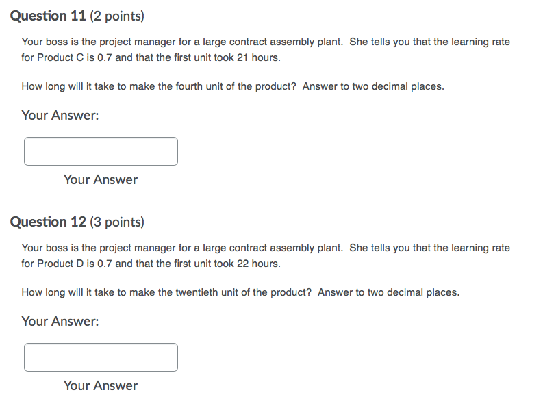 Solved Question 11 (2 points) Your boss is the project | Chegg.com