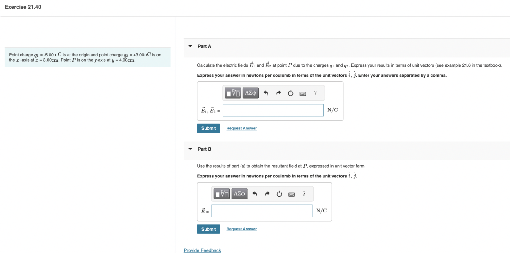 Solved Point charge q1=−5.00nC is at the origin and point | Chegg.com