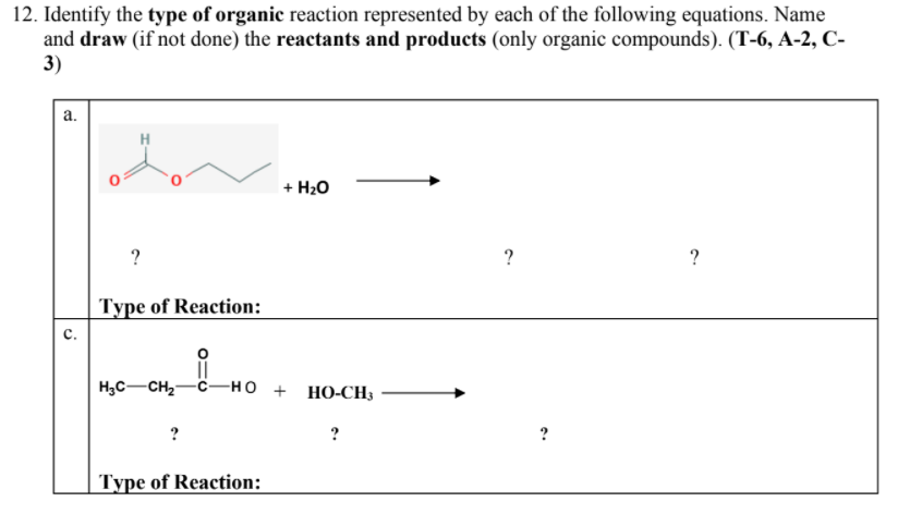 Solved 12. Identify the type of organic reaction represented | Chegg.com