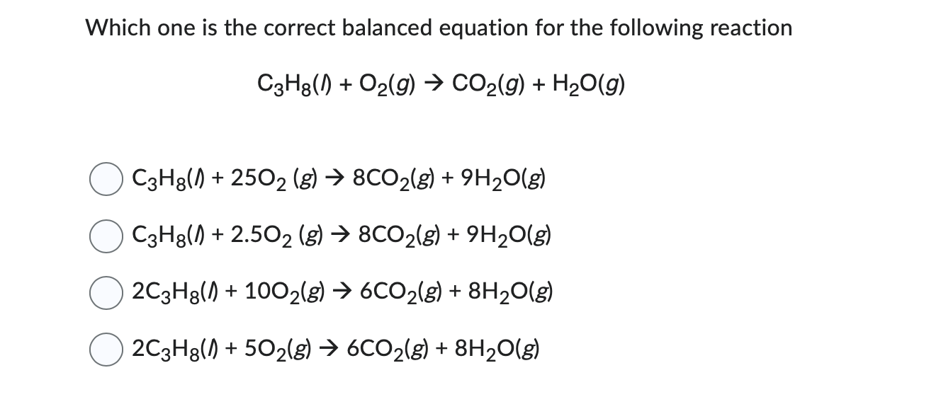 Solved Which One Is The Correct Balanced Equation For The | Chegg.com