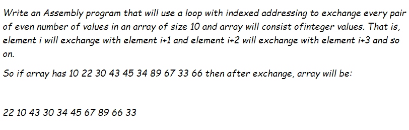 Solved Write an Assembly program that will use a loop with | Chegg.com