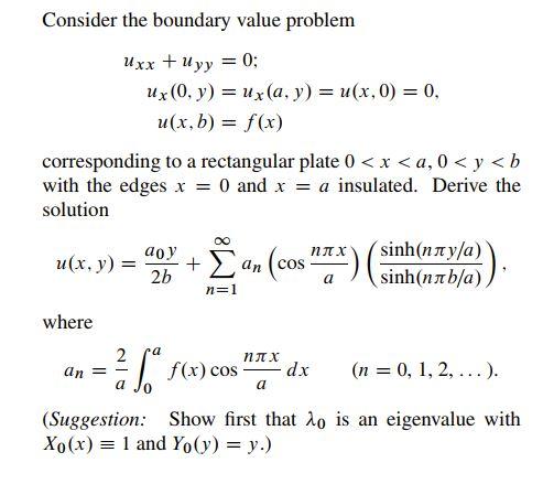 Solved Consider The Boundary Value Problem Uxx Uyy 0 Chegg Com