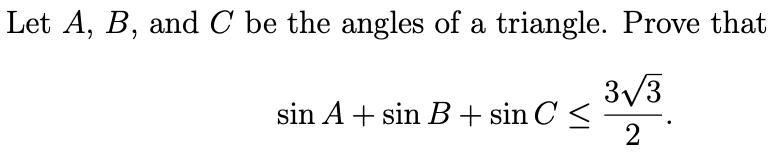 Solved Let A,B, And C Be The Angles Of A Triangle. Prove | Chegg.com