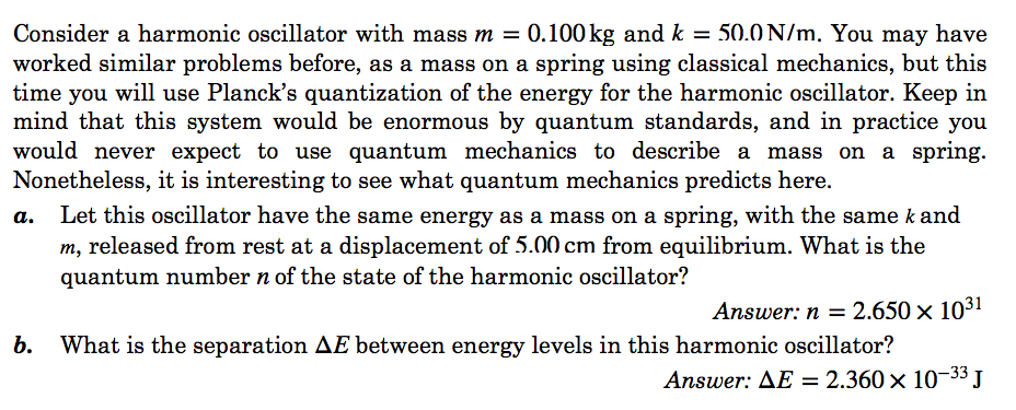 Solved Consider a harmonic oscillator with mass m = 0.100 kg | Chegg.com