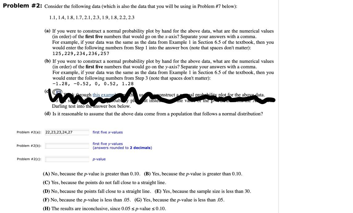 Solved Problem #2: Consider The Following Data (which Is | Chegg.com