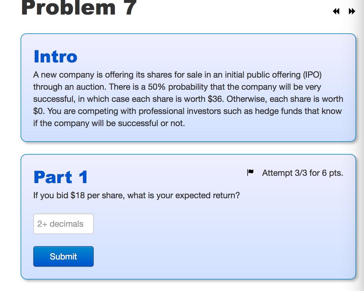 Solved Problem 7 Intro A New Company Is Offering Its Shares | Chegg.com