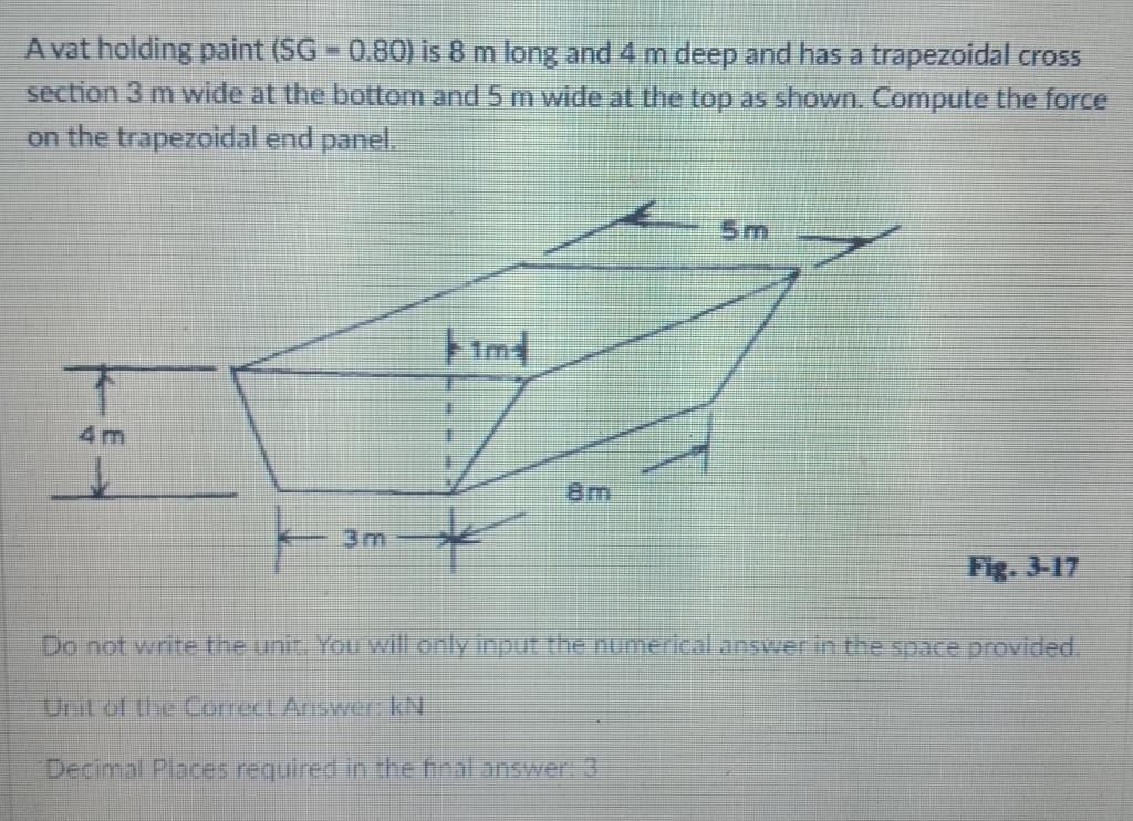 Solved 4. A trapezoidal door with parallel sides 8 m and 4