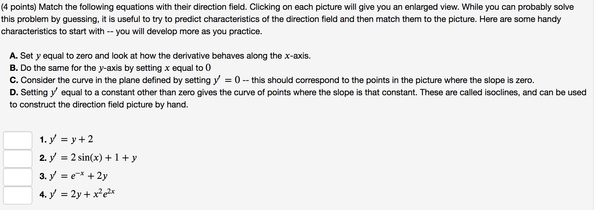 Solved (4 points) Match the following equations with their | Chegg.com