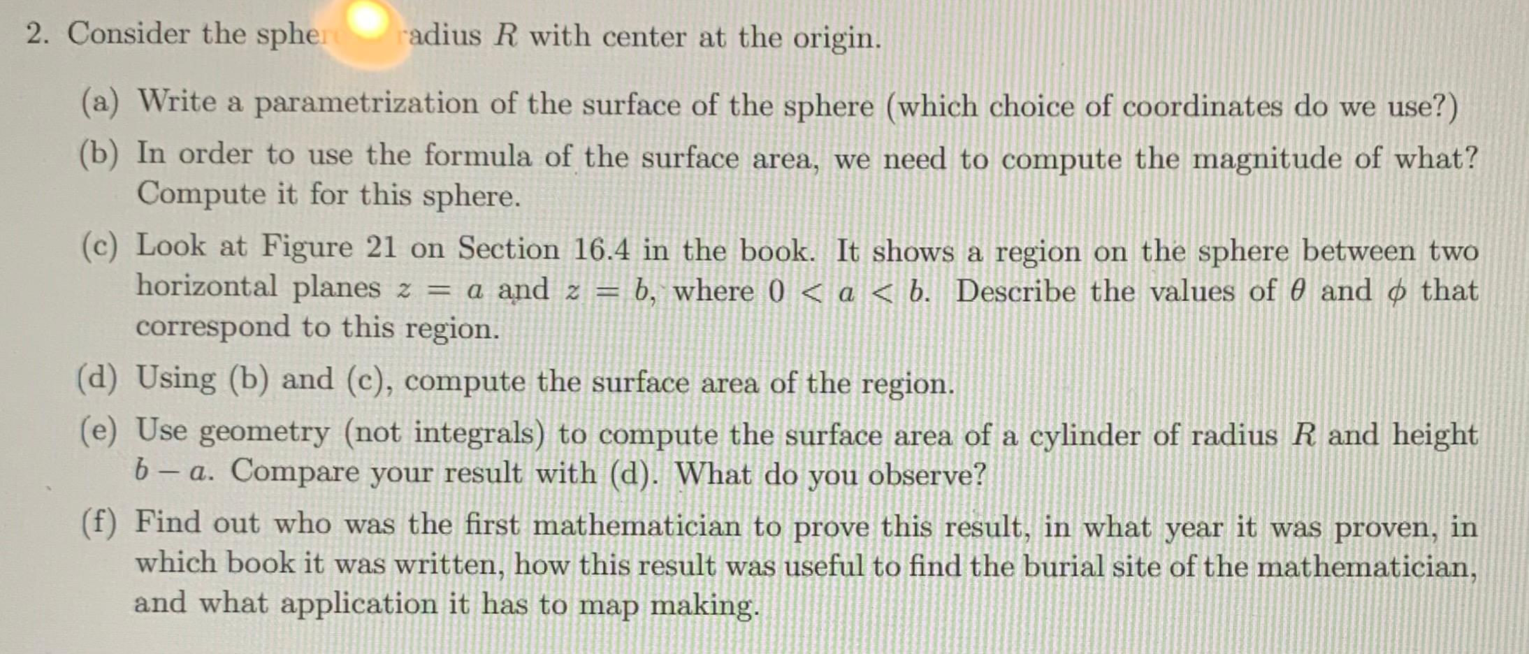 Solved 2. Consider the spher radius R with center at the | Chegg.com