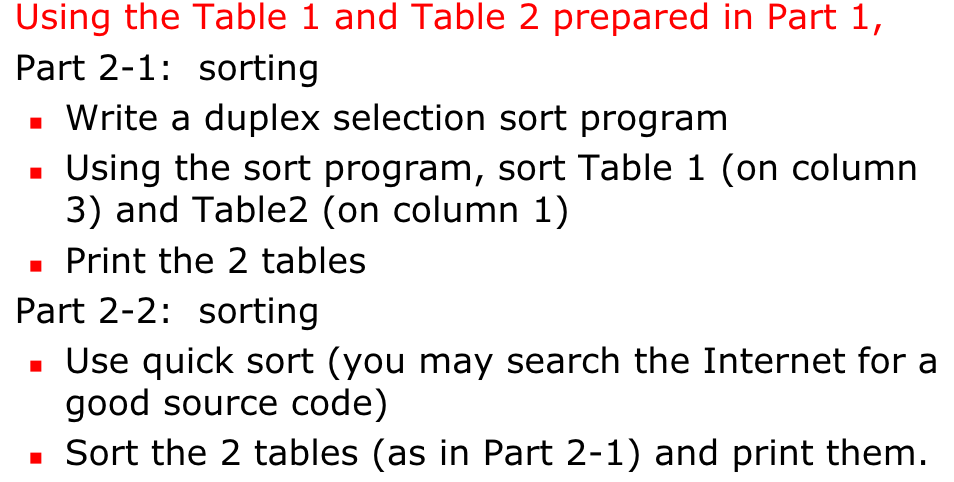 Part 1: Create 2 Tables . Create 2 Tables As Struct | Chegg.com