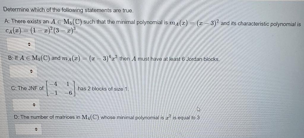 Solved Determine Which Of The Following Statements Are Tr Chegg Com