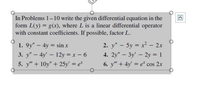 Solved n: In Problems 1-10 write the given differential | Chegg.com