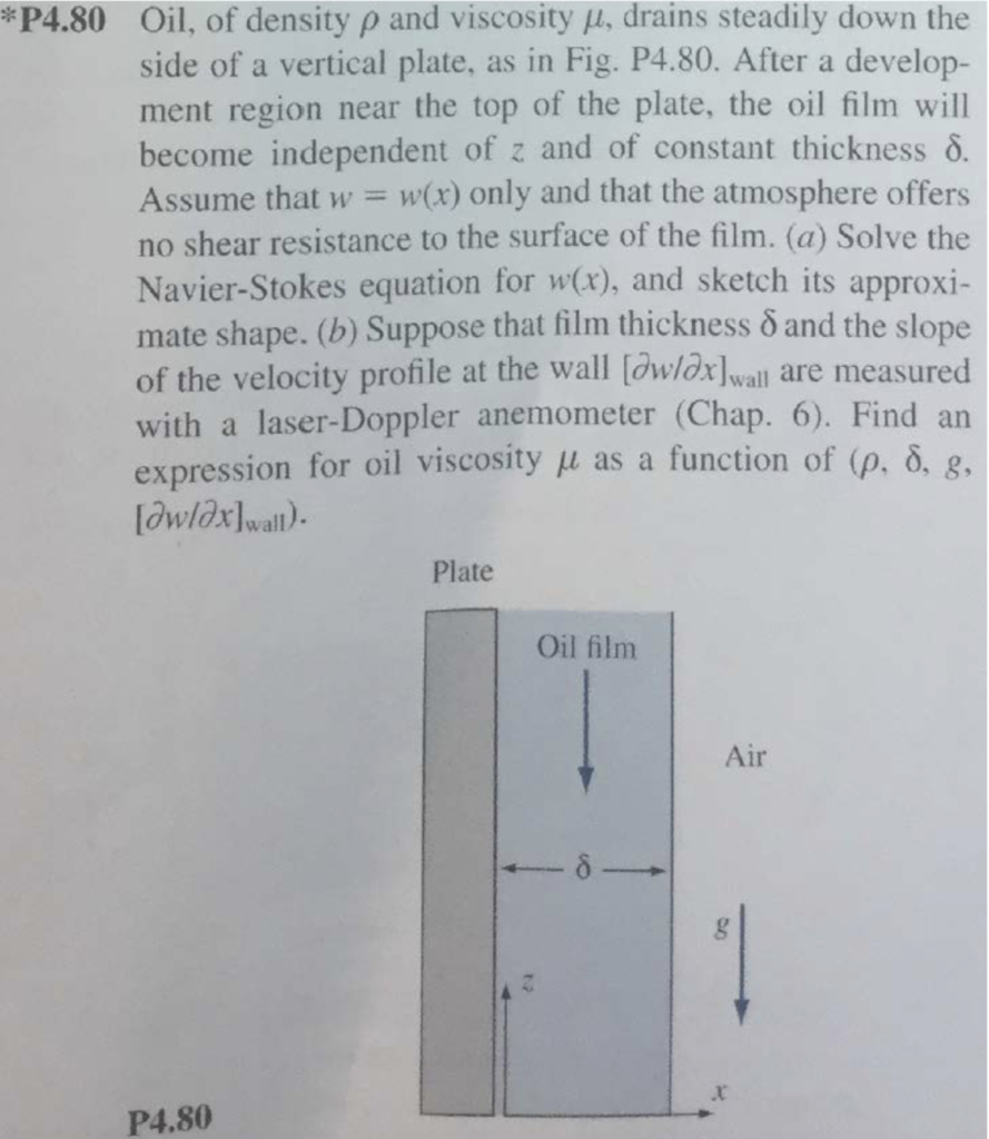 Solved *P4.80 Oil, Of Density P And Viscosity Pl, Drains | Chegg.com